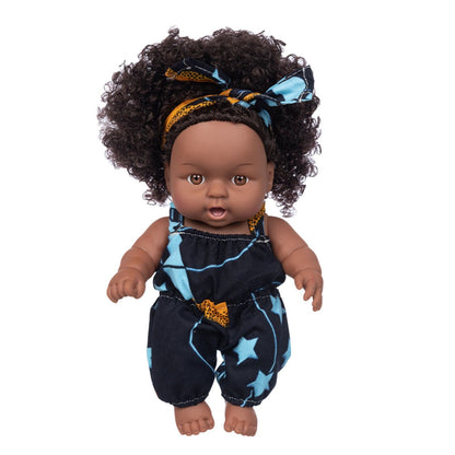 Cute African America Reborn Doll Black Baby Doll with Headscarf Antique Black Doll