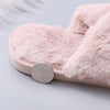 Image of Winter Faux Fur Plush Home Slippers Criss Cross slippers