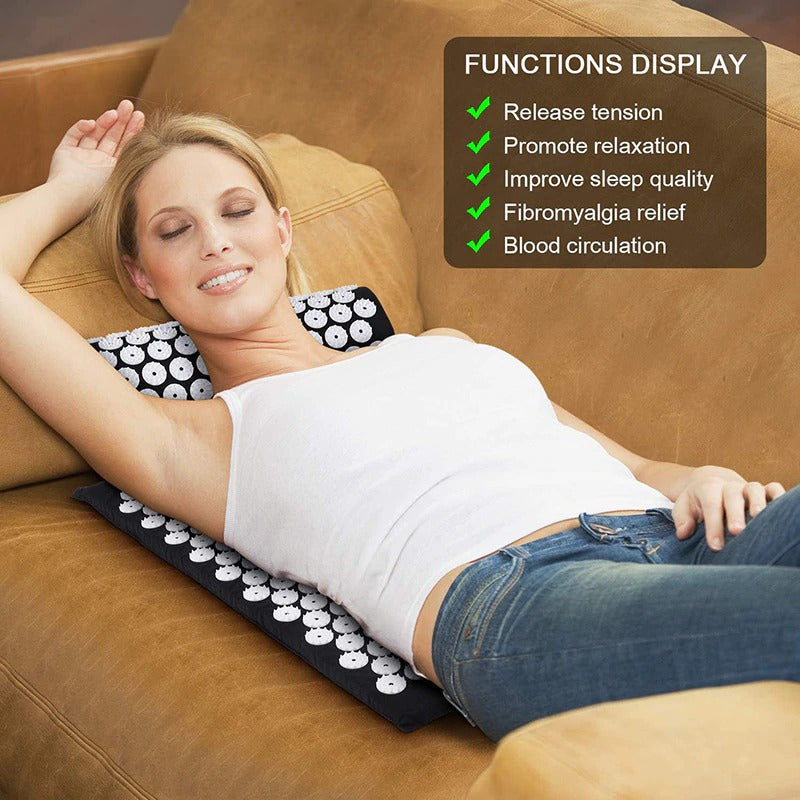 Acupuncture Pillow Massage Yoga Mat Body Stress Pain Reliever Set