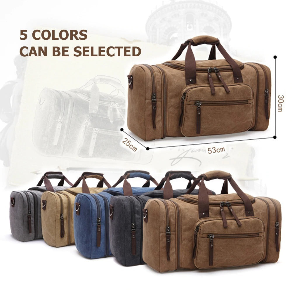 Woosir Waxed Canvas Leather Weekender Bag Waterproof Travel Duffels