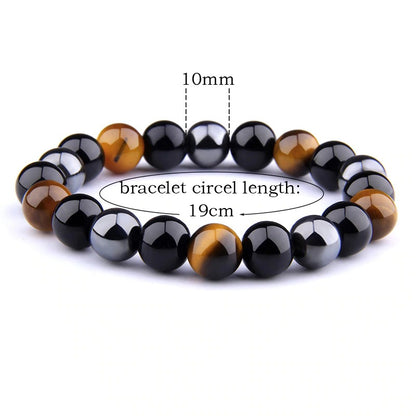 Natural Black Obsidian Hematite Tiger Eye Beads Bracelets