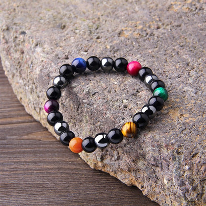 Natural Black Obsidian Hematite Tiger Eye Beads Bracelets