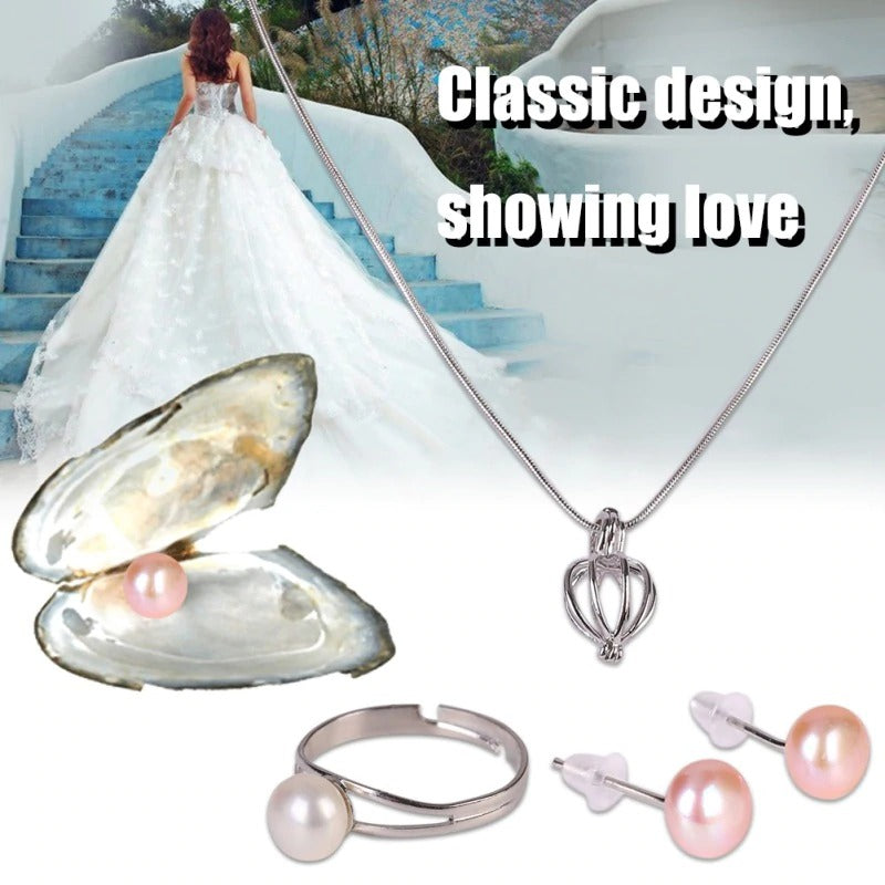 Natural Oyster Wish Freshwater Pearl Necklace Heart Love Pendant Women Mysterious Surprise Jewelry, Love