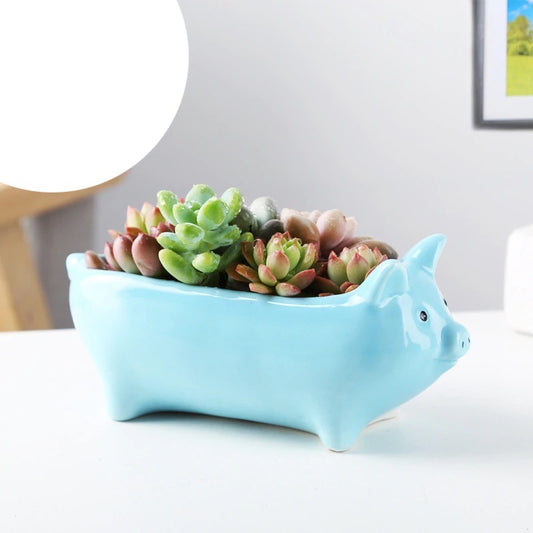 Ceramic Pig Planter Animal Flower Pots