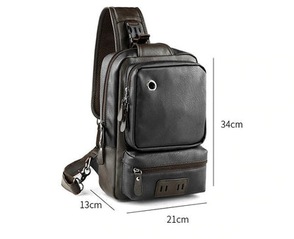 Vintage Leather Sling Backpack for Men