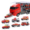 Image of Big Toy Truck Full Set Toy Truck and Trailer with Police Construction Army Firemen Vehicles Truck for Kids