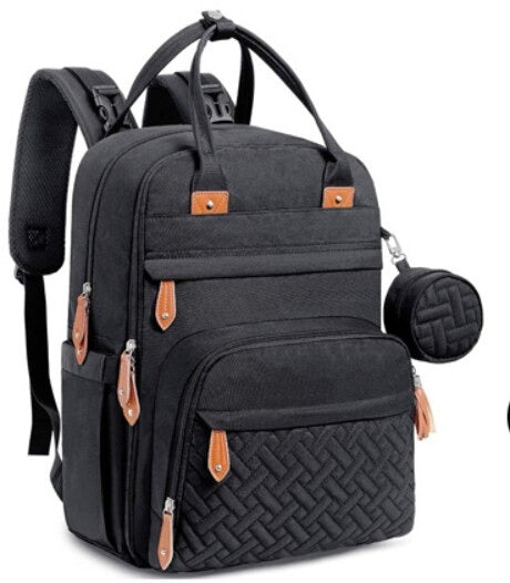 Black Diaper Backpack Multifunction Waterproof Black Diaper Bag Black Diaper Backpack