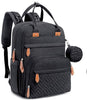 Image of Black Diaper Backpack Multifunction Waterproof Black Diaper Bag Black Diaper Backpack