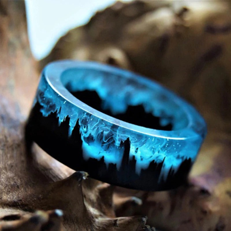 Blue Resin Ring Secret Wood