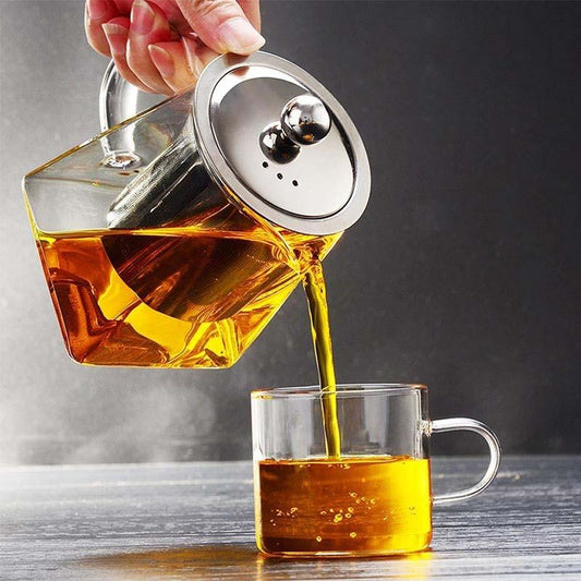 Heat Resistant Glass Teapot With Stainless Steel Tea Infuser Filter