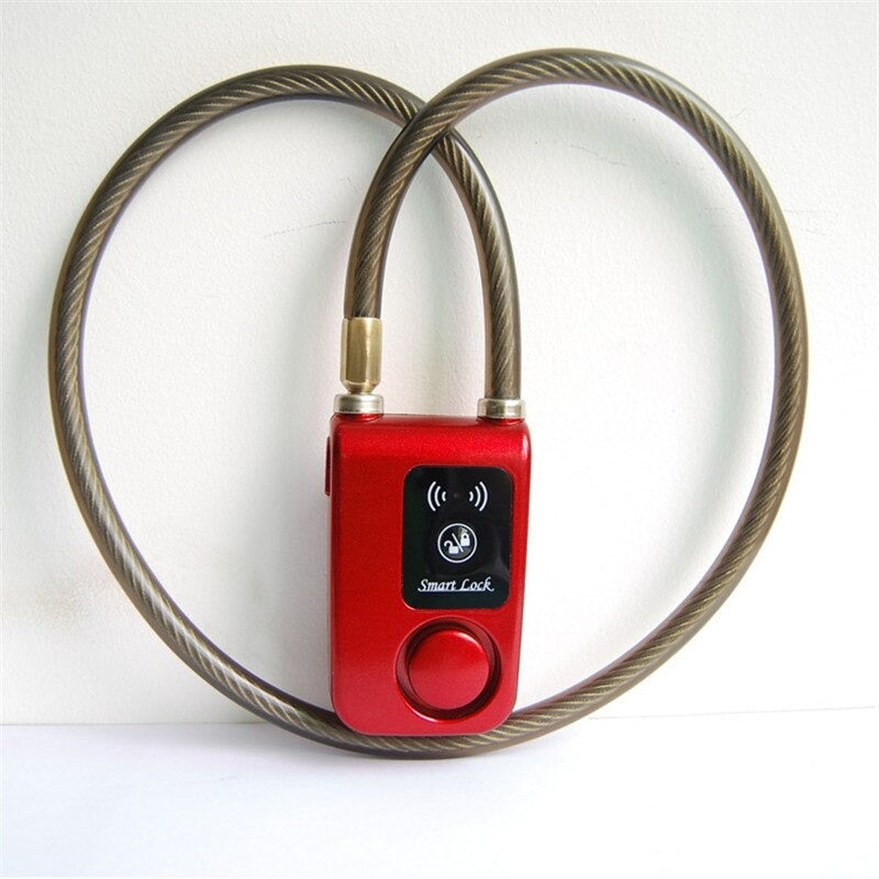 Smart Bike Lock with Alarm Waterproof 110 dB Cable Lock Alarm for Bike Motorcycle Bluetooth Connection