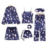 Image of Women 7 Pieces Pajamas Sets Faux Silk Pajama Sets For Women