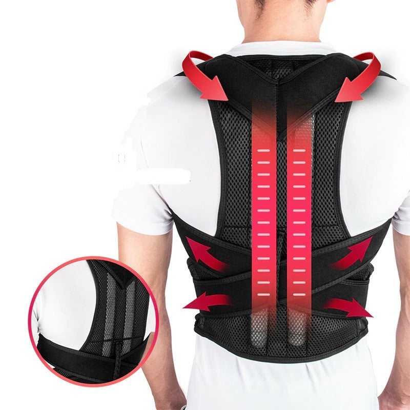 Magnetic Therapy Posture Corrector Back Brace Fully Adjustable Black