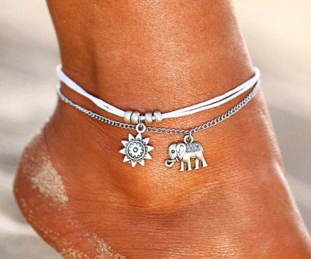 Sun & Elephant Anklet Foot Bracelet