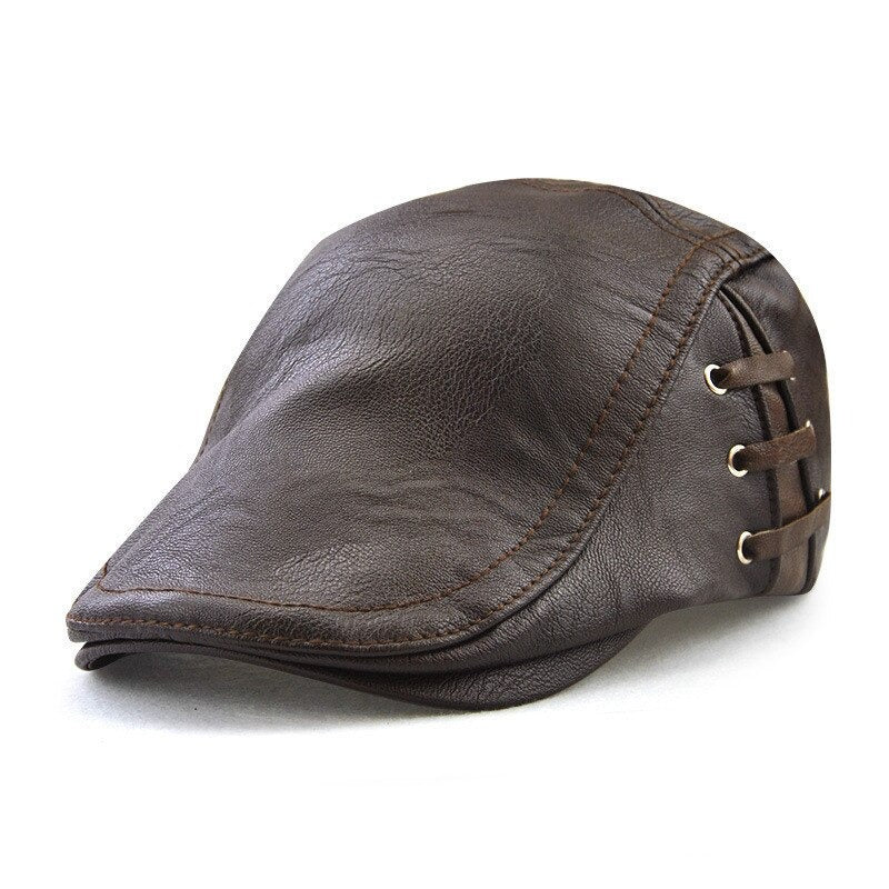 Leather Hats for Men Retro Style Cap