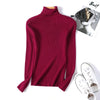 Image of Winter Womens Turtleneck Knitted Foldover Turtleneck Sweater