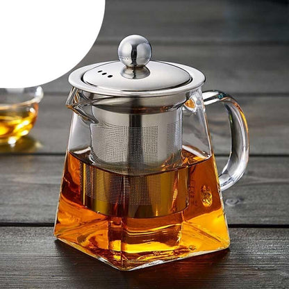 Heat Resistant Glass Teapot With Stainless Steel Tea Infuser Filter