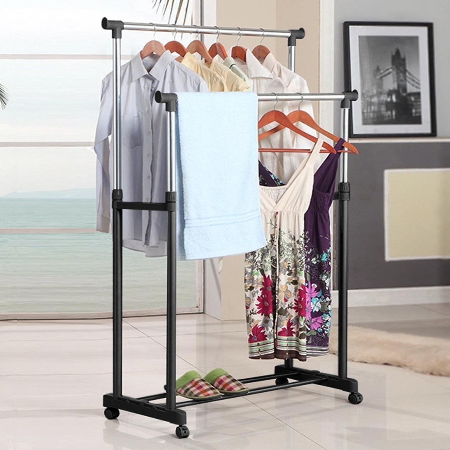 Double Portable Ajustable Garment Rack