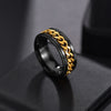 Image of Men's Multiple Black Diamonds Gold Plated Titanium Wedding Ring