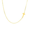 Image of Sideways Curved Cross Pendant Necklace in Sterling Silver