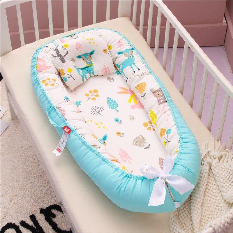 Baby Nest Bumper Sleepy Head Pillow Portable Baby Crib