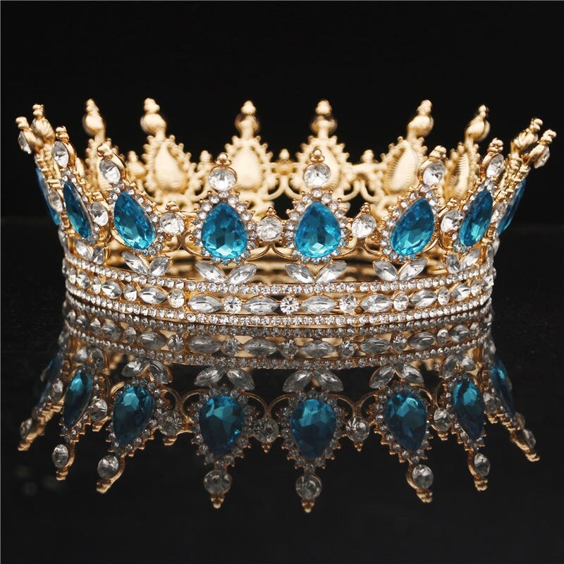 Royal Queen & King Crown with Zirconia and Cross for Wedding king crowns for sale