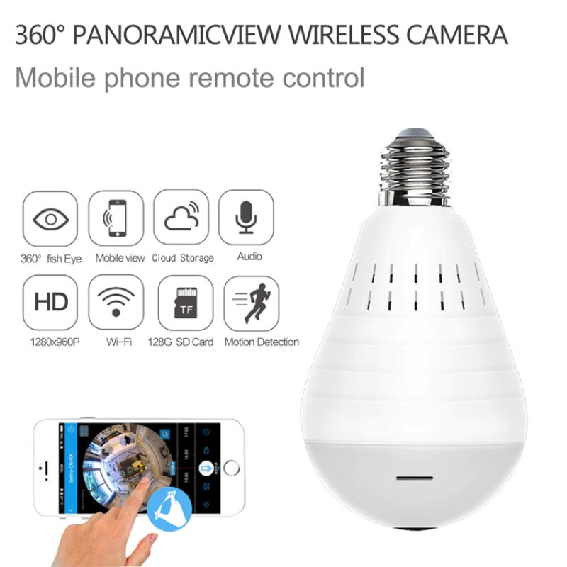 Mini IP Camera 360 Degree LED Light 960P Wireless Panoramic bulb camera