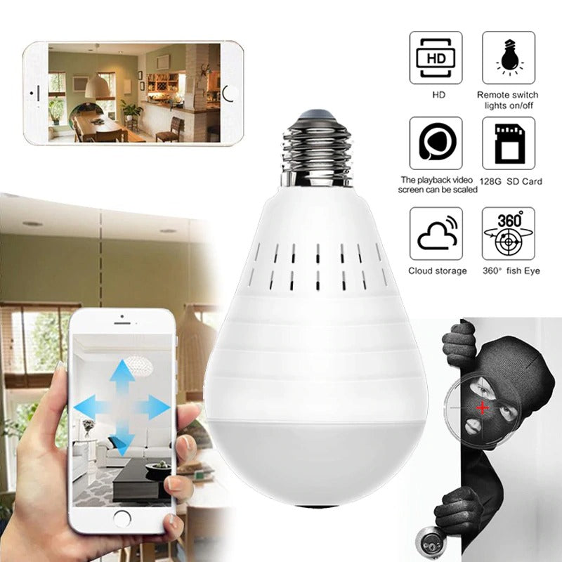 Mini IP Camera 360 Degree LED Light 960P Wireless Panoramic bulb camera