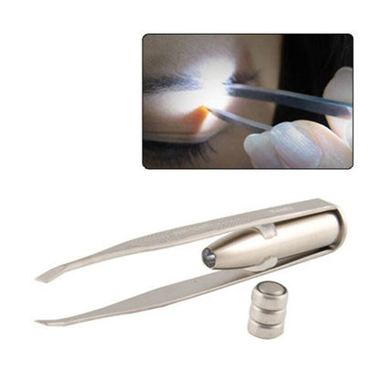 LED Light Slant Tip Eyebrow Tweezers