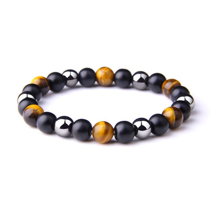 Natural Black Obsidian Hematite Tiger Eye Beads Bracelets