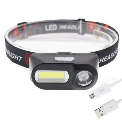 XPE+COB LED USB Rechargable Head Torch