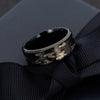 Image of Realistic Tree Camo Tungsten Carbide Wedding Band with Green Leaves