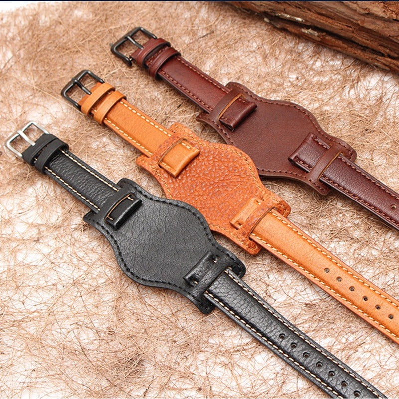 Vintage Genuine Leather Cuff Watch Band Strap