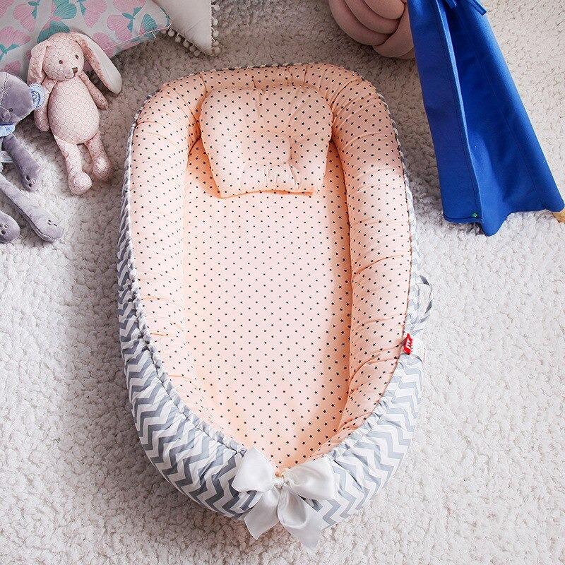 Baby Nest Bumper Sleepy Head Pillow Portable Baby Crib