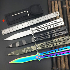 5Cr13Mov Stainless Steel knife  Butterfly Training Knife butterfly knife gaming tool knife dull tool no edge free shipping - Balma Home