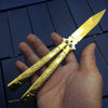 Image of Gold Titanium High Quality Dragon Phoenix Butterfly in Knife Practice Knife Training Knife NO sharp Unsharpend Survival Knives