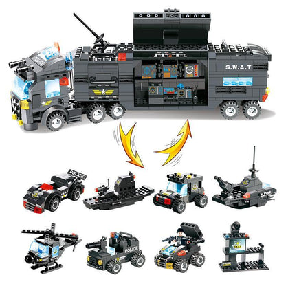 8 IN 1 Robot Aircraft Car City Police SWAT Building Block - Balma Home