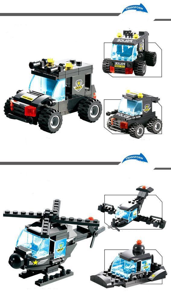 8 IN 1 Robot Aircraft Car City Police SWAT Building Block - Balma Home