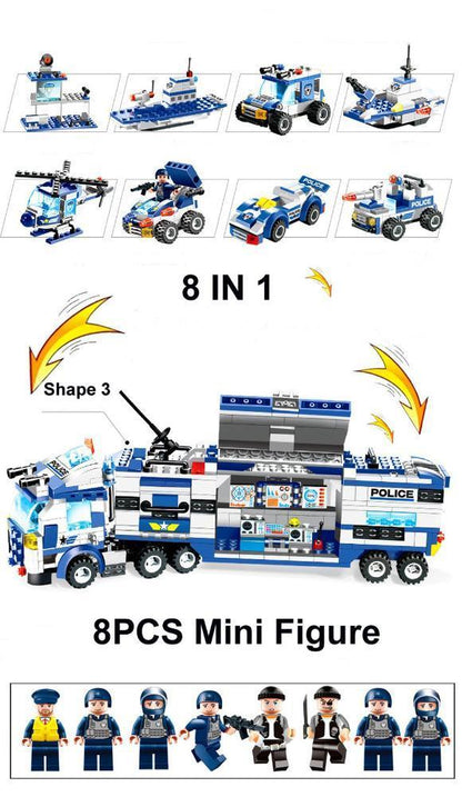 8 IN 1 Robot Aircraft Car City Police SWAT Building Block - Balma Home