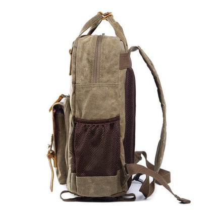 Waterproof Waxed Canvas Camera Backpack Fit 15.6 Inches Laptop