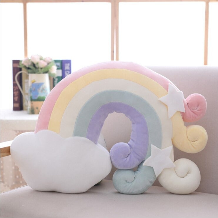 Supercute Sky Series Rainbow Pillow Room Decoration Rainbow Throw Pillow Plush Rainbow Shaped Pillow