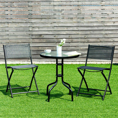 3 Piece Outdoor Bistro Set Table Folding Chairs