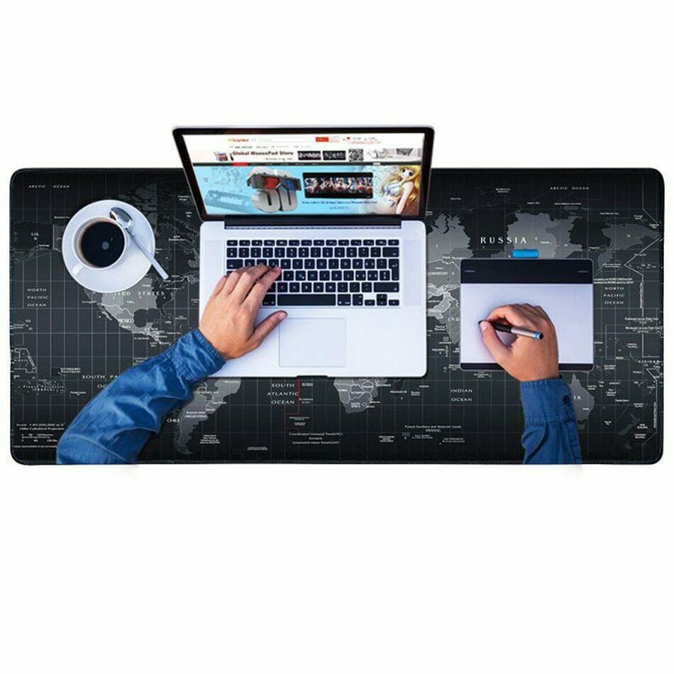Extra Large Desk Mat 31.5"x11.8" Gaming Mouse Pad World Map