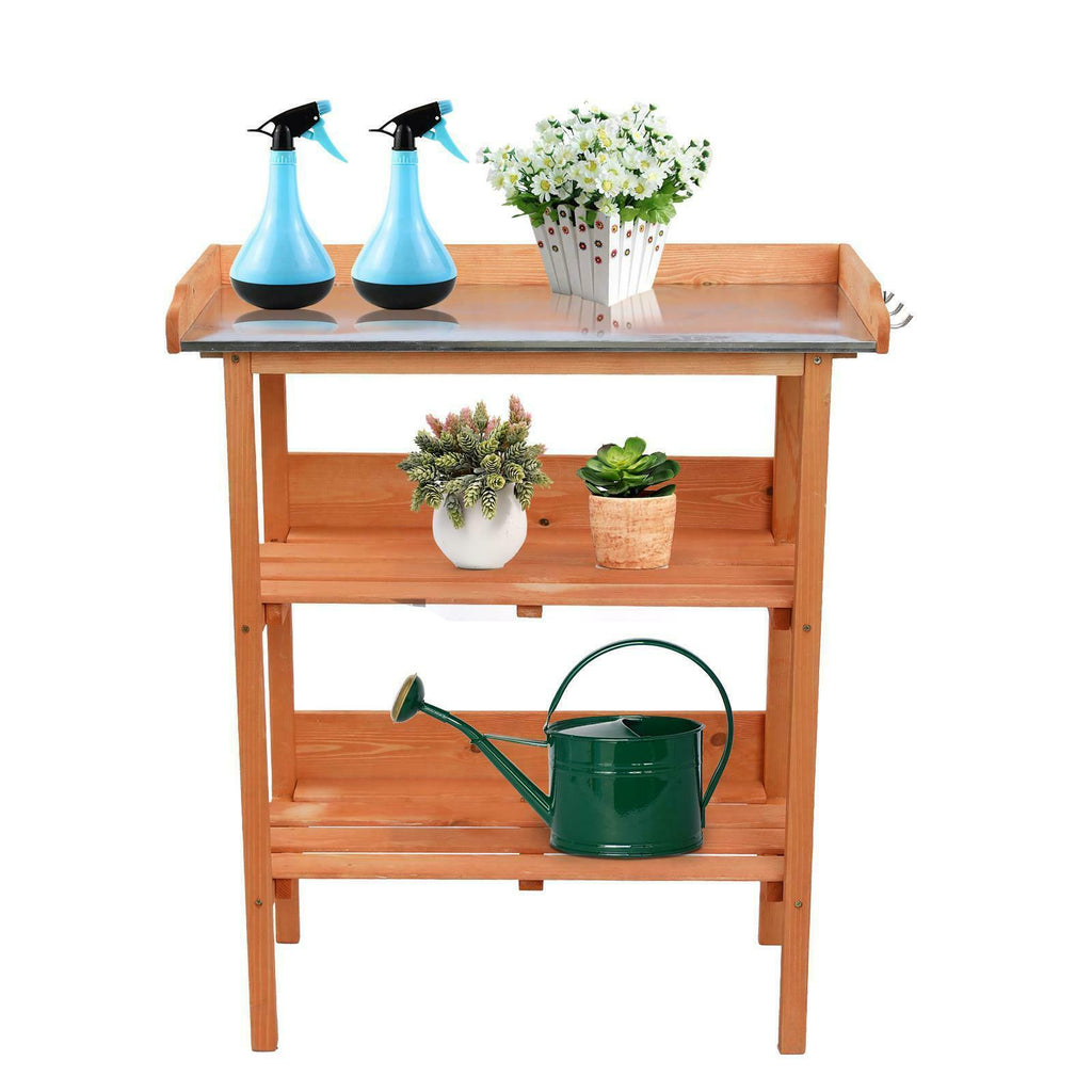 3 Tier Shelves with Hooks Potting Bench