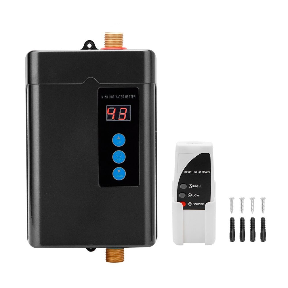 Digital 110V Tankless Hot Water Heater Electric On Domand Water Heater with Remote Control Instantaneous Water Heater