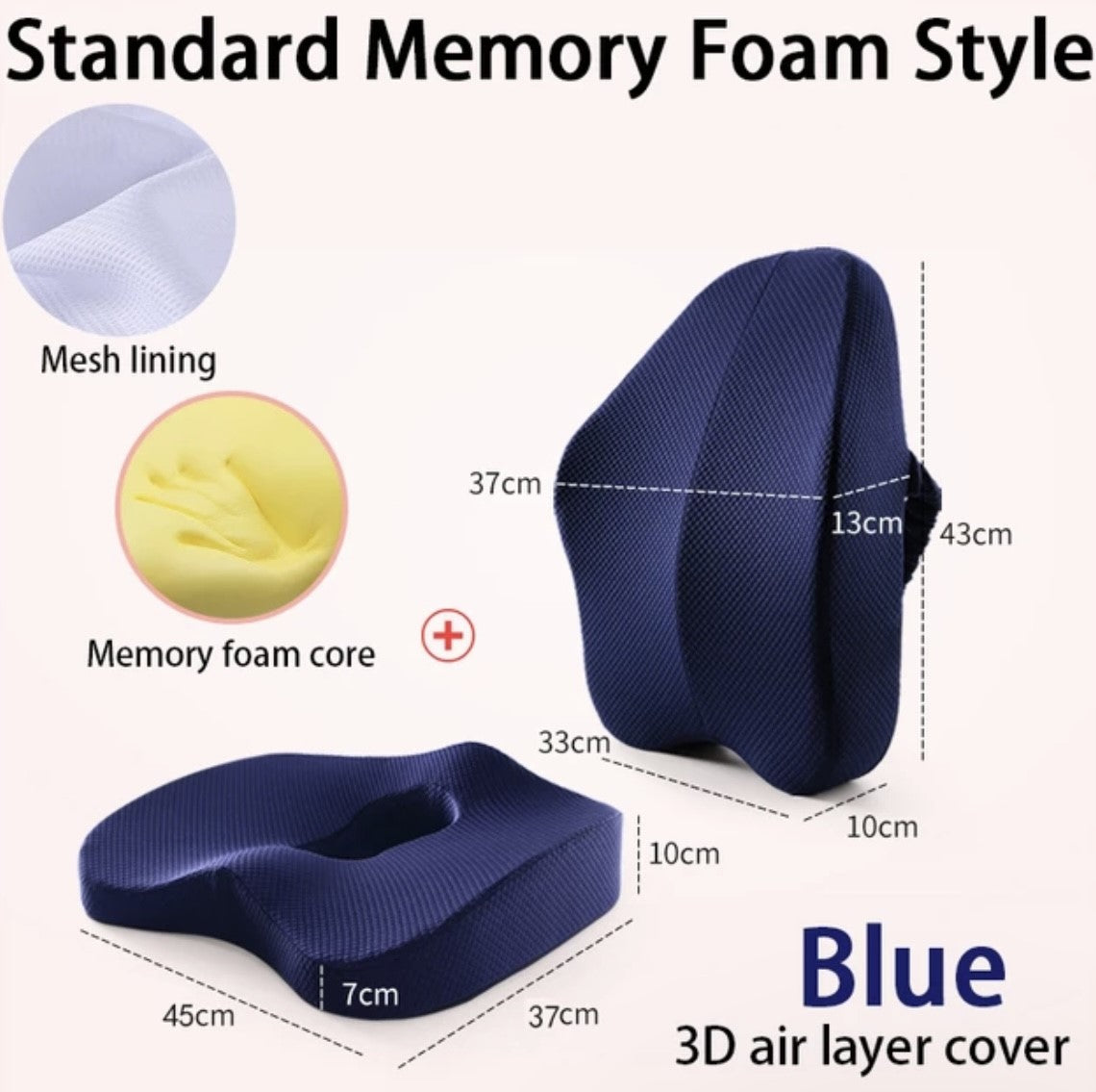 Orthopedic Office Chair Cushion Memory Foam Seat Cushion Lumbar Hemorrhoid Coccyx