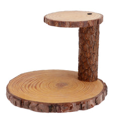 Two Tiers Wooden Cake Stand Double-Layer Wooden Tier Stand Dsiplay Two Tier Wood Tray