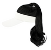 Image of Ponytail Wavy Hairy Cap Wig Hats with Visor Hair Hat for Women Synthetic Curly Wig