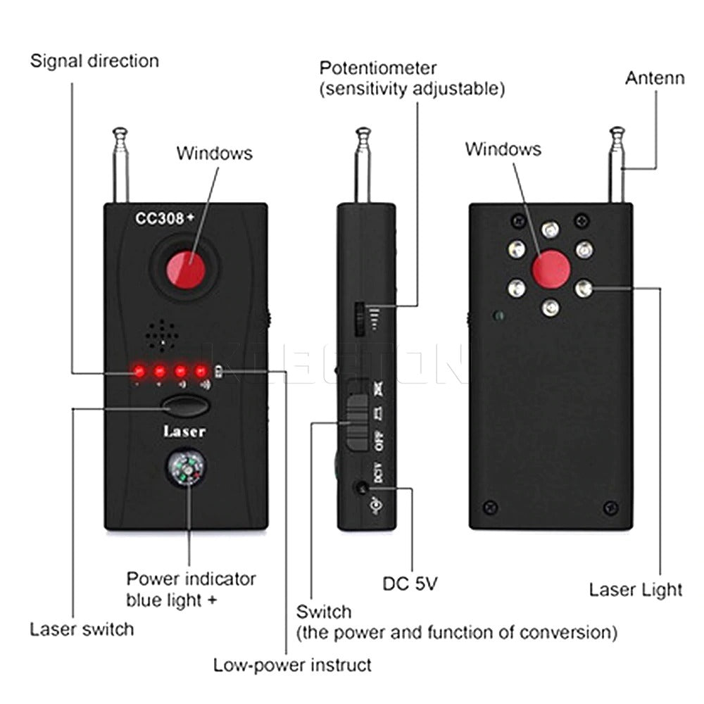 Multi-Function Wireless Camera Lens Signal Detector CC308+ Radio Wave Signal Detect