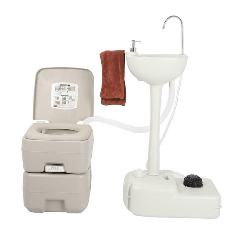 Portable Outdoor Sink for Garden Camping + Flush Toilet